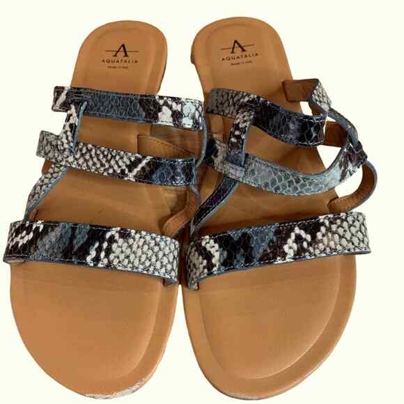 Aquatalia shoes sandals slides snake skin print leather uppers. Size 8 - Picture 1 of 6